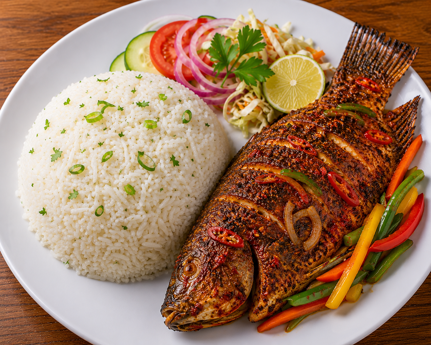 Plain Rice with Tilapia