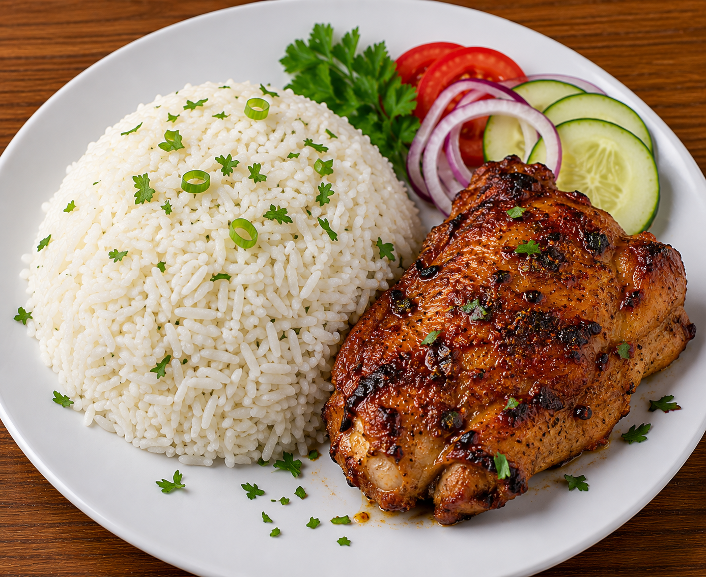 Plain Rice with Chicken Thigh